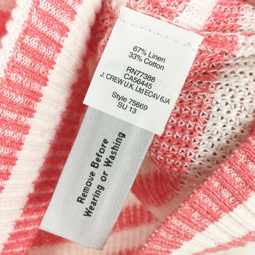 J. Crew Heather Stripe Linen Blend Textured Knit Cre Neck Sweater XXS - Picture 7 of 8